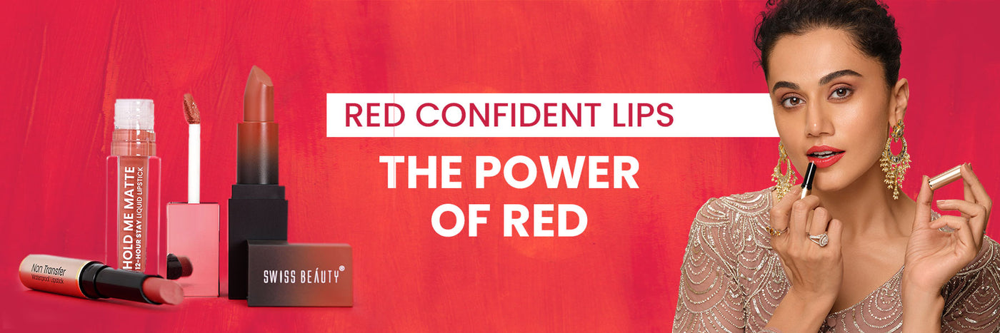 Red lips & confident look - Swiss Beauty