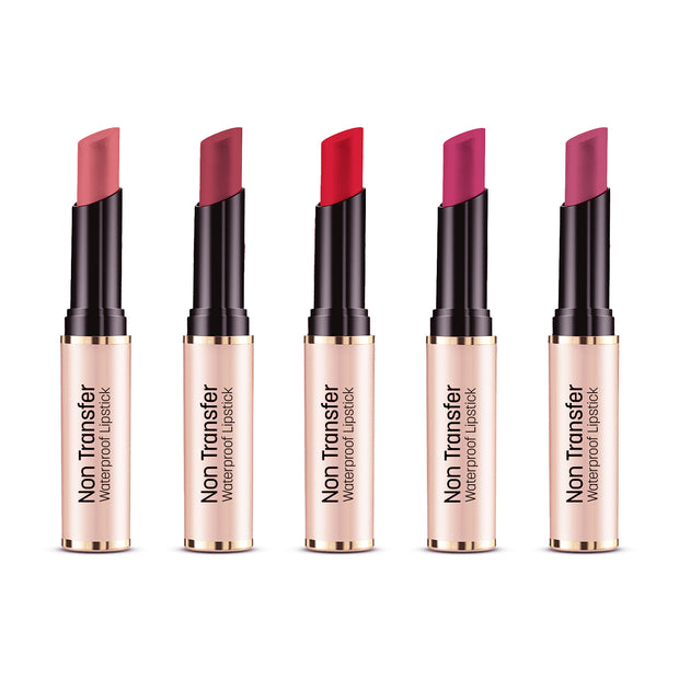 Non Transfer Waterproof Lipstick - Pack Of 5