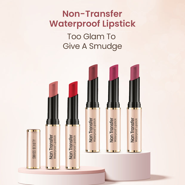 Non Transfer Waterproof Lipstick - Pack Of 5