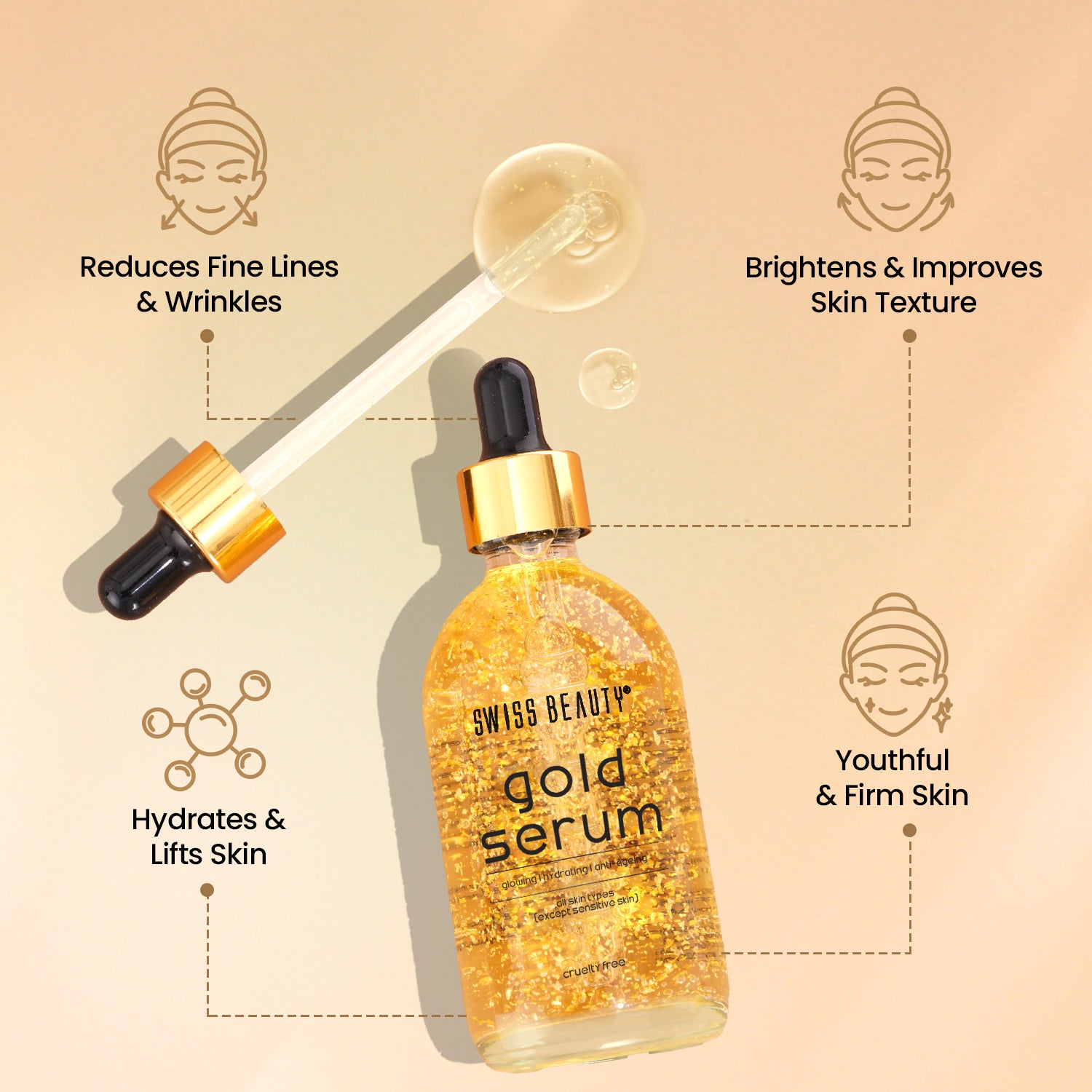 Buy Best Face Gold Serum for Women Online - Swiss Beauty